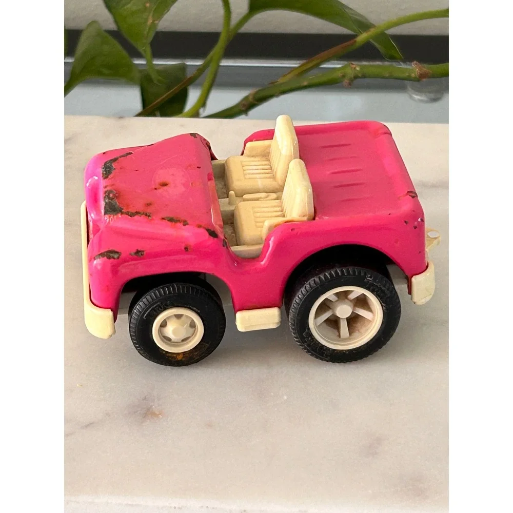 Vintage Tonka Pink Metal Jeep Pressed Steel Toy Car Magenta